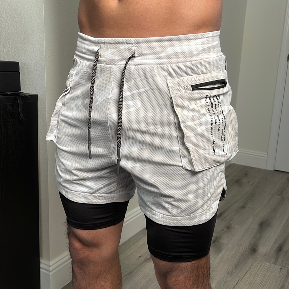 ASRV White Camo Silver-Lite 5” Liner Cargo Shorts